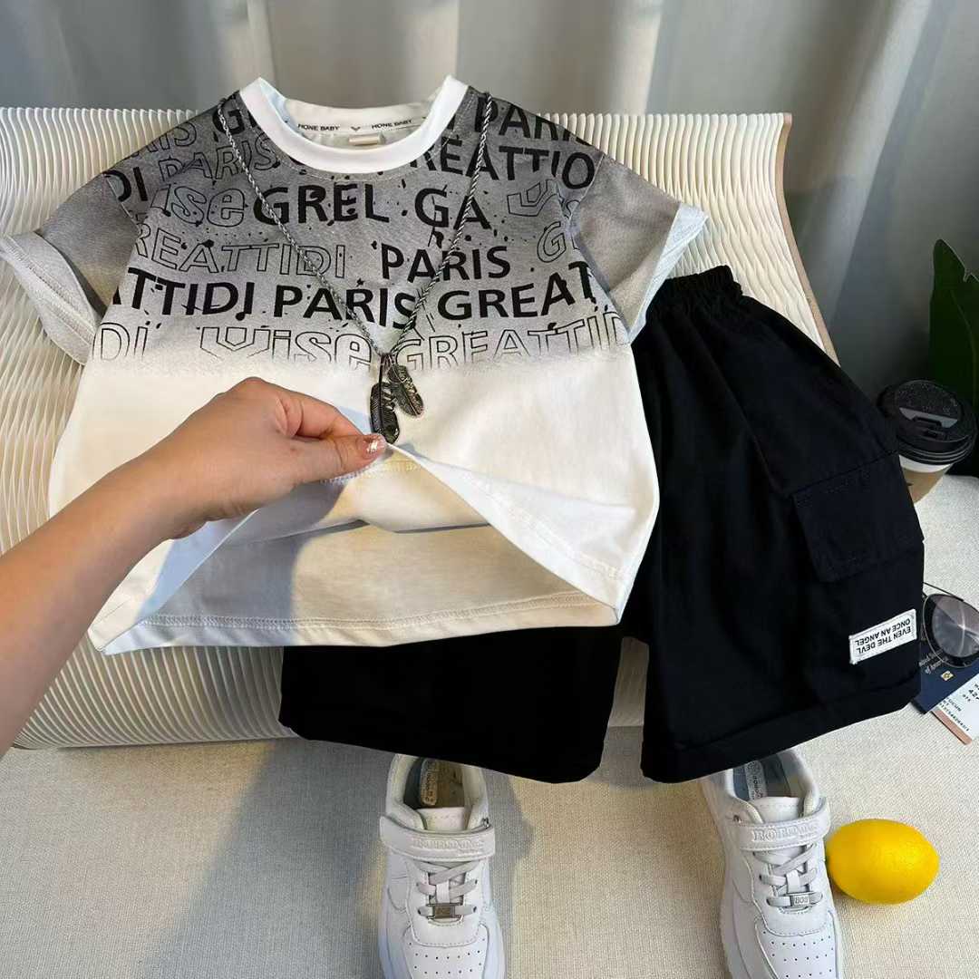 Boys' fashion set, short-sleeve top and shorts--Grel---04