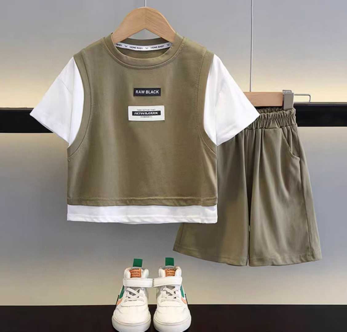 Boys' fashion set, short-sleeve top and shorts--RAW---08