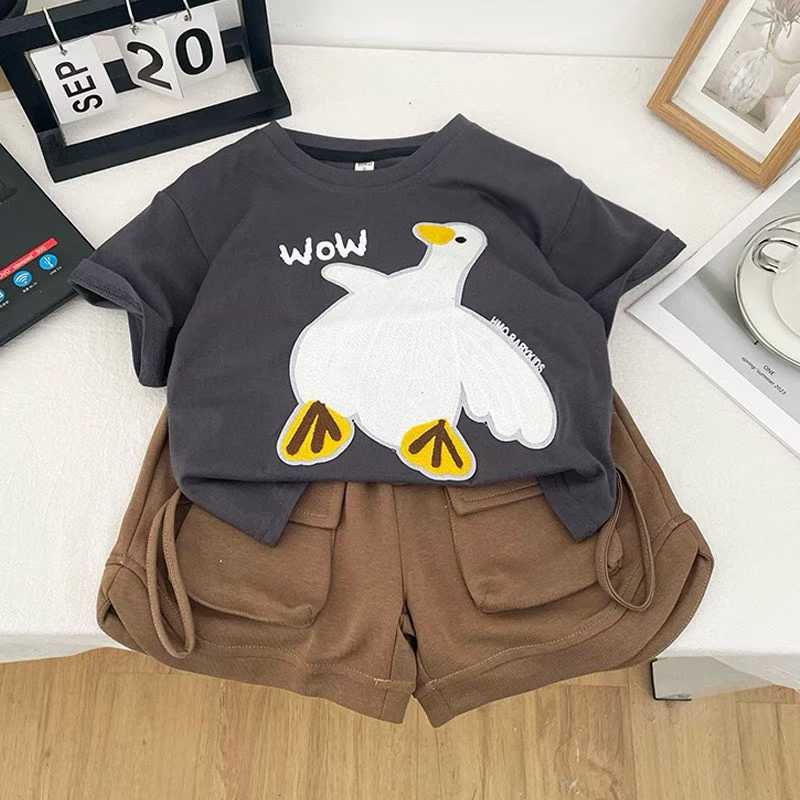 Boys' fashion set, short-sleeve top and shorts--Duck---14