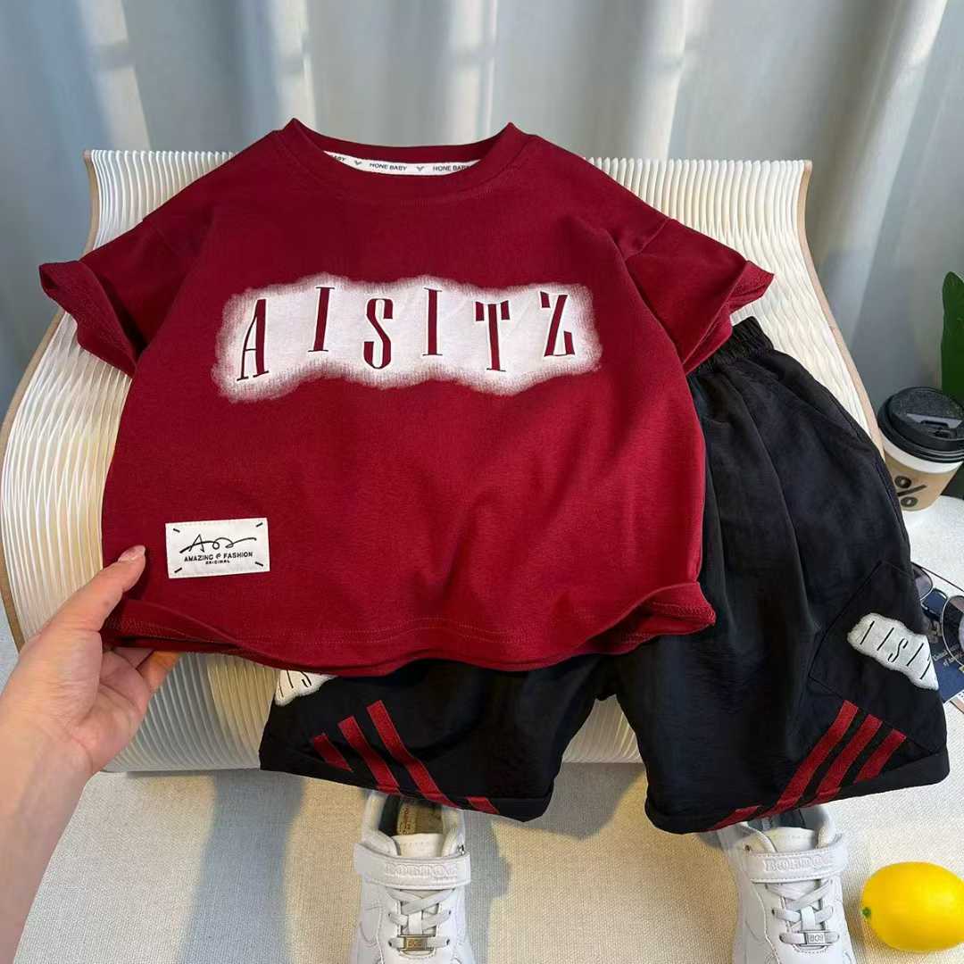 Boys' fashion set, short-sleeve top and shorts--AISITZ---18