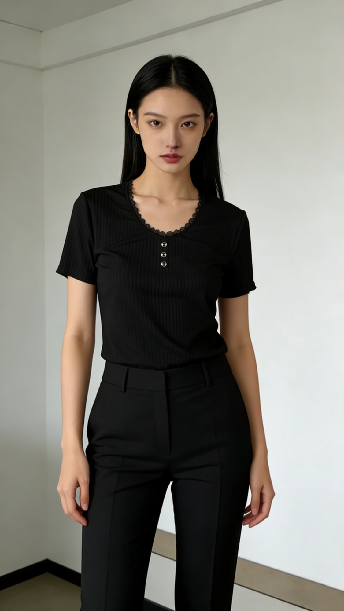 Hot Selling Item! High-Quality, Light Luxury Ice Silk Elastic Breathable Fabric Fashionable Women's Short-Sleeve Top---35