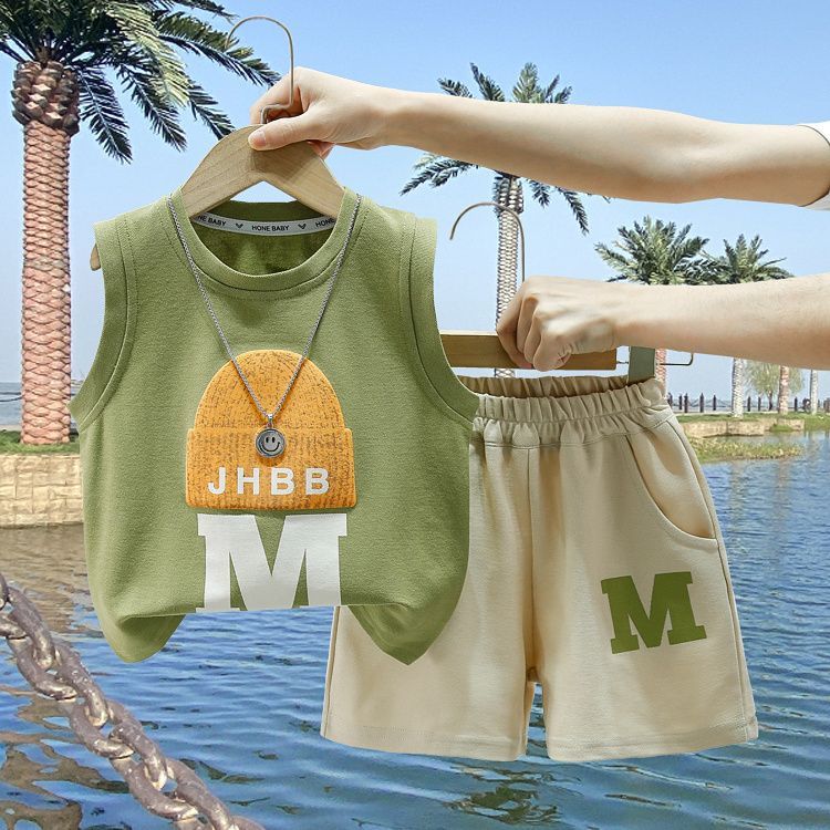Summer Korean Style Fashion Pure Cotton Sleeveless Set for Boys -- 63